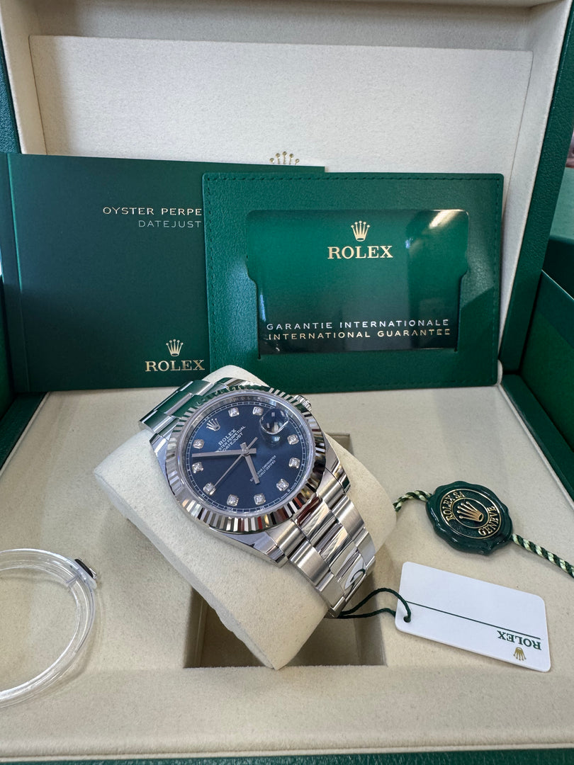 Rolex Datejust 41mm 126334 2025 Blue Diamond Dial Oyster