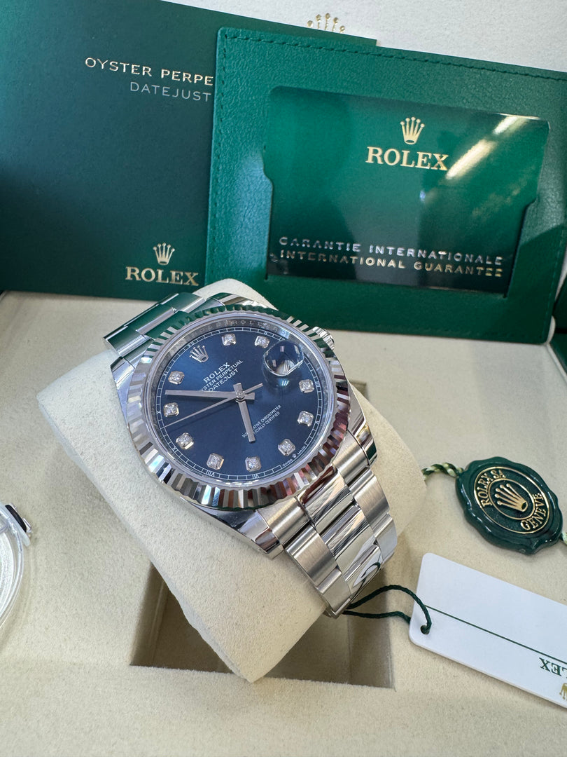 Rolex Datejust 41mm 126334 2025 Blue Diamond Dial Oyster