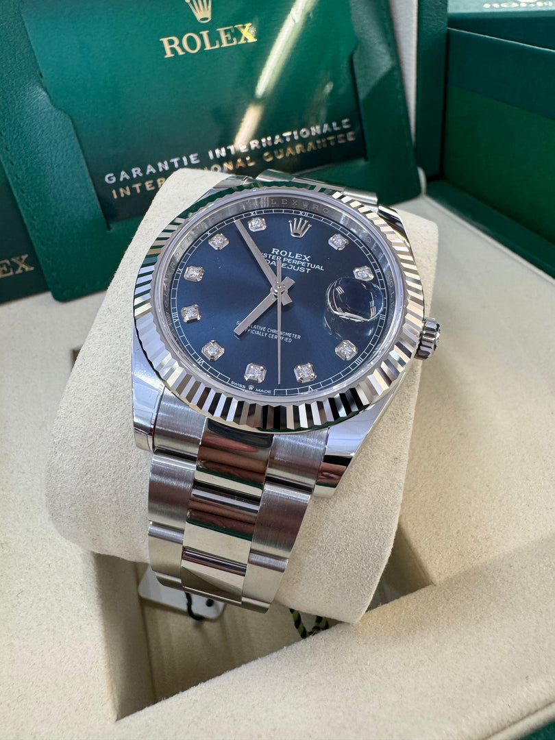 Rolex Datejust 41mm 126334 2025 Blue Diamond Dial Oyster