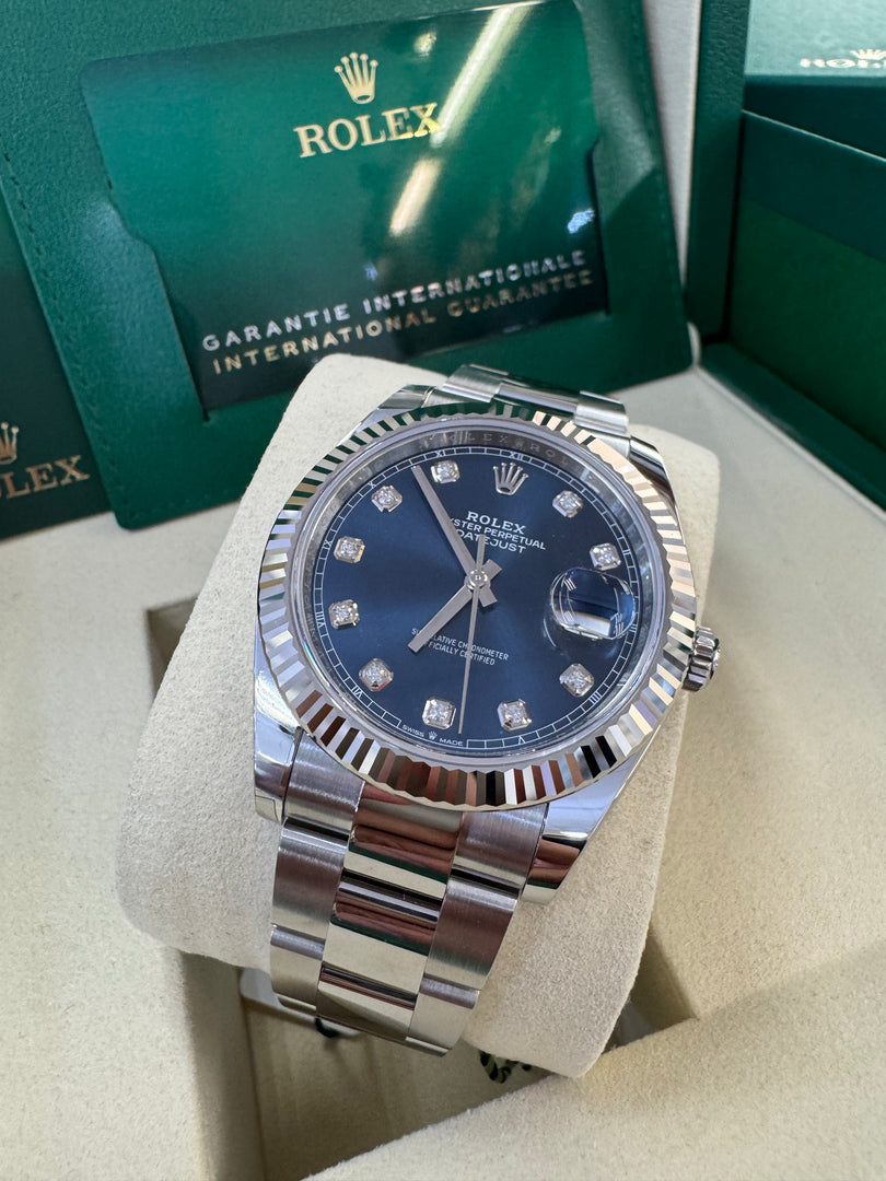 Rolex Datejust 41mm 126334 2025 Blue Diamond Dial Oyster
