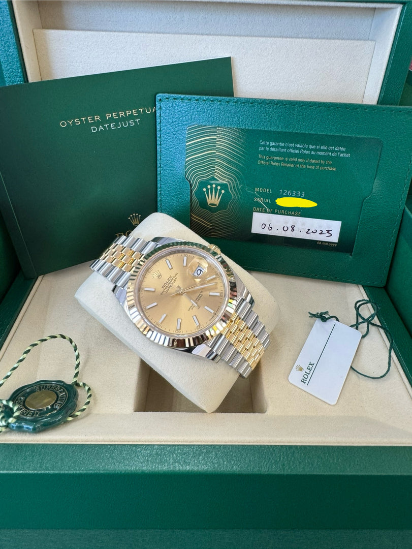 Rolex Datejust 41 Champagne Index Dial 126333 2025 Jubilee