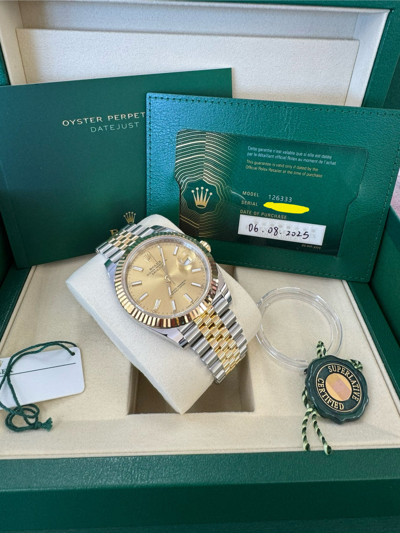 Rolex Datejust 41 Champagne Index Dial 126333 2025 Jubilee