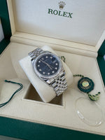 Load image into Gallery viewer, Rolex Datejust 36mm 116244 2016 Blue Diamond Dial Diamond Bezel Factory

