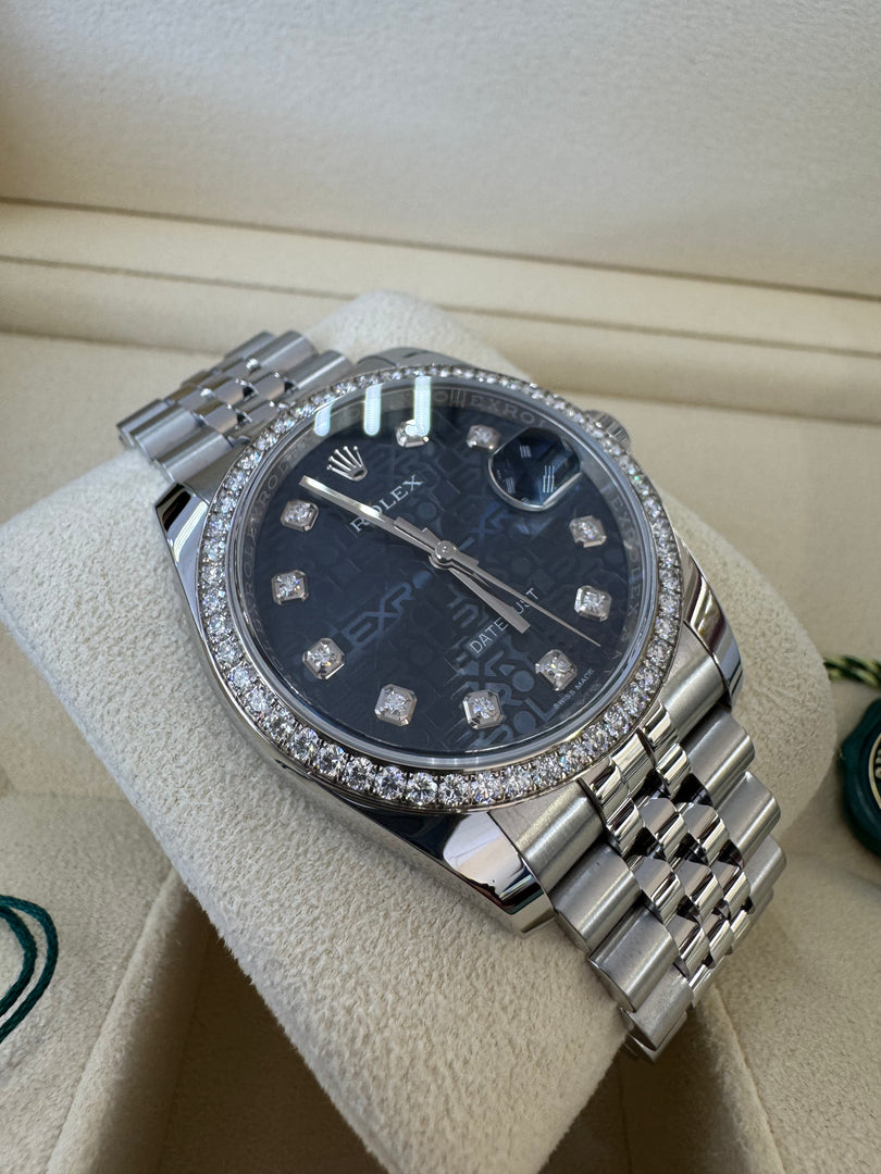 Rolex Datejust 36mm 116244 2016 Blue Diamond Dial Diamond Bezel Factory
