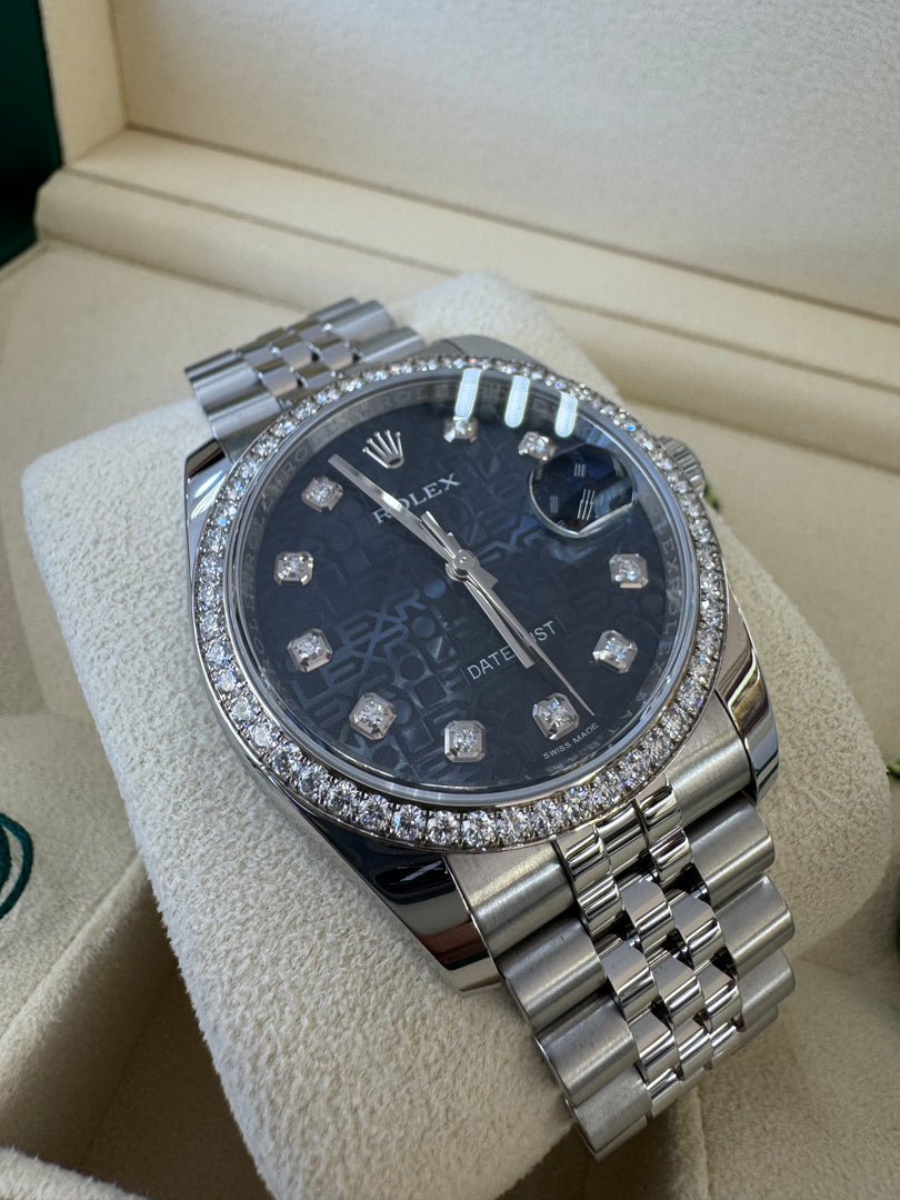Rolex Datejust 36mm 116244 2016 Blue Diamond Dial Diamond Bezel Factory
