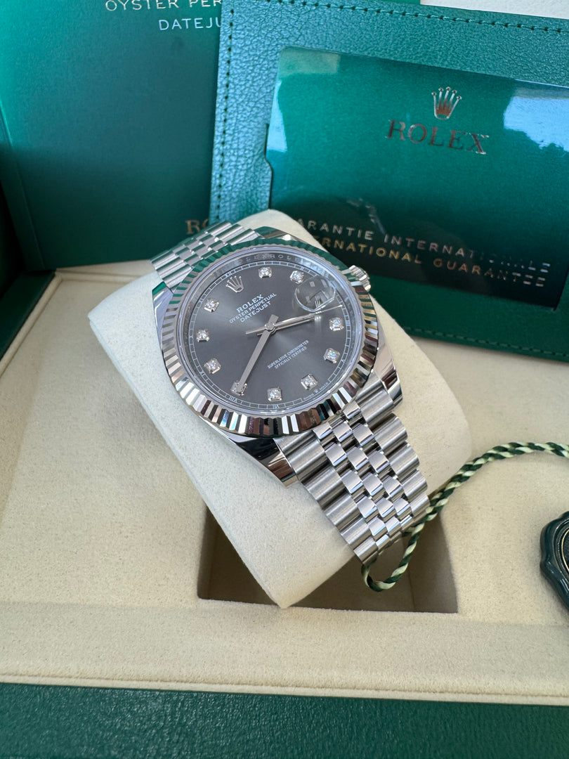 Rolex Datejust 41mm 126334 2025 Slate Diamond Dial Jubilee