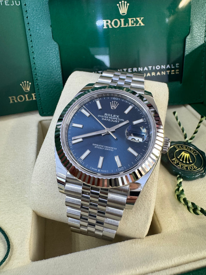 Rolex Datejust 41mm 126334 2025 Blue Index Dial Jubilee