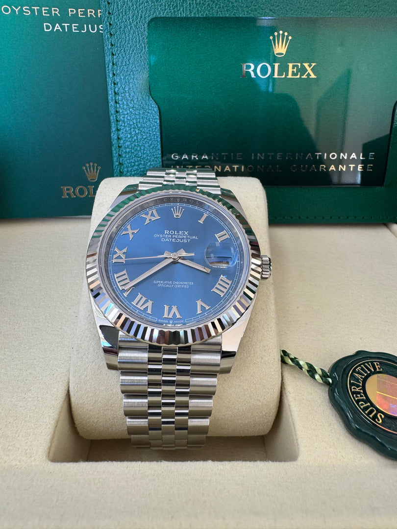 Rolex Datejust 41mm 126334 2025 Blue Roman Dial Jubilee