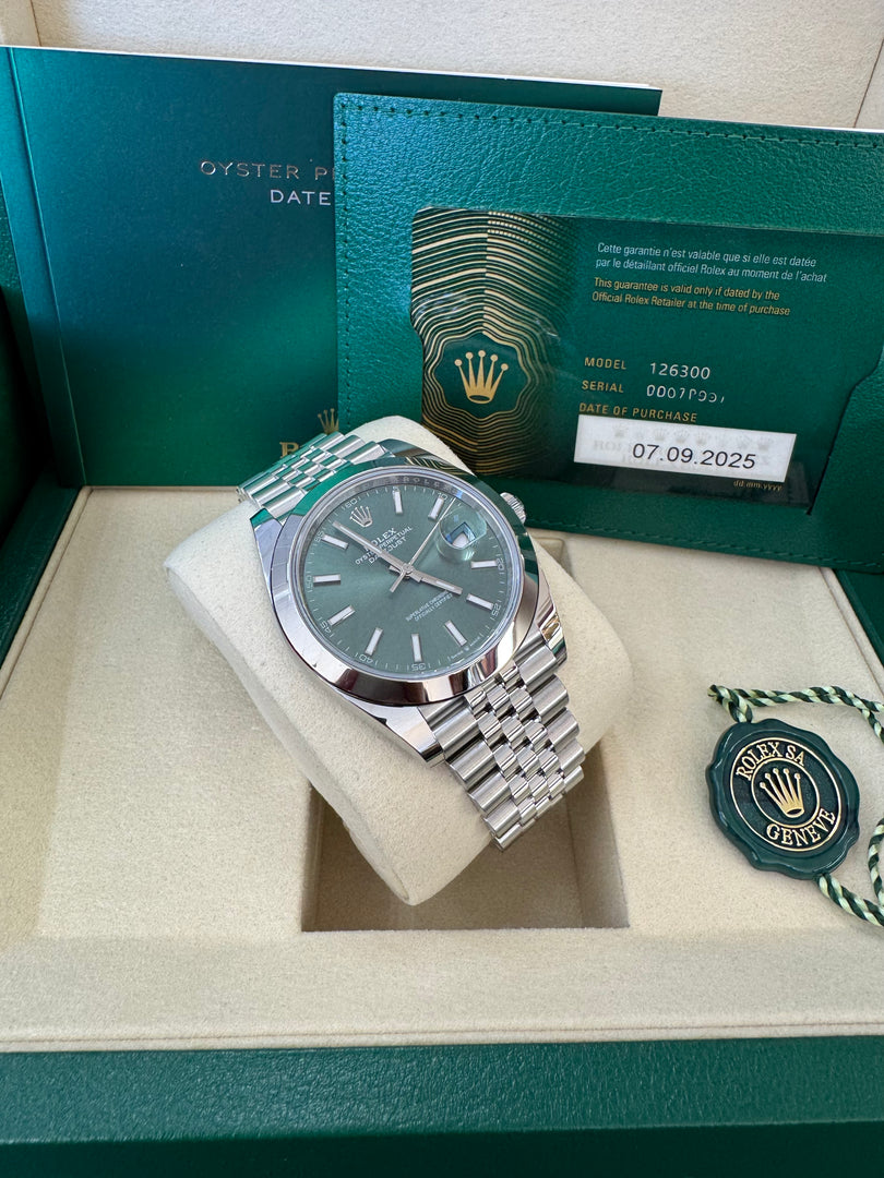 Rolex Datejust 41mm 126300 2025 Mint Green Jubilee