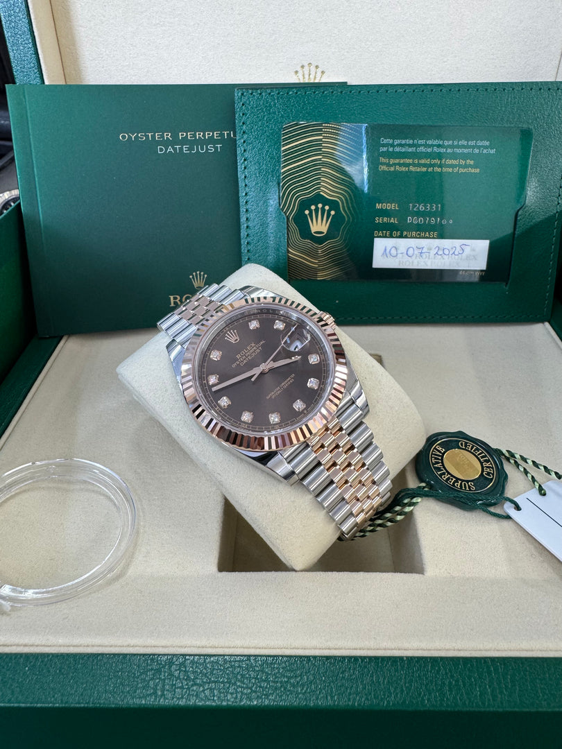 Rolex Datejust 41 Chocolate Diamond Dial 126331 2025 Jubilee