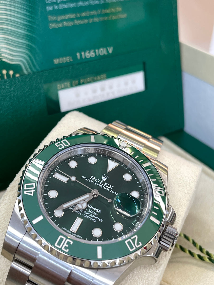 Rolex Submariner Date 116610LV Unworn Hulk Full Stickers – Timepieces by  Labelle